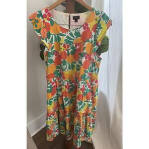 J Crew Women's Size 10 Linen-blend Summer Dress Colorful Fruit Citrus Print